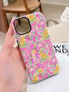 1件复古美式乡村碎花亮面二合一硬壳手机壳，适用于三星/11/12/13/14/15/16/17 Pro Max - 彩色 - 查看 2