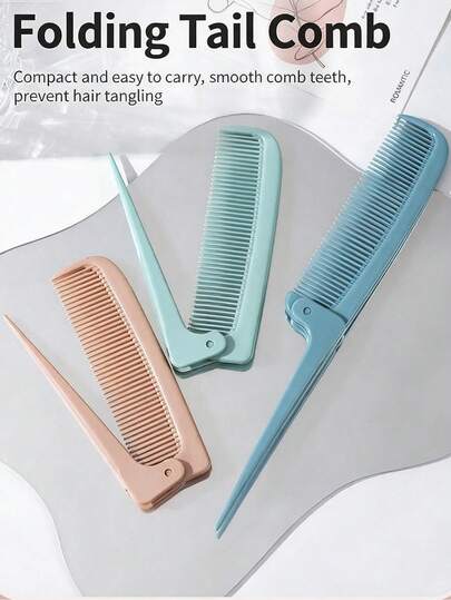 1 chiếc lược gấp gọn cầm tay, lược thiết kế đuôi nhọn có thể gập lại, lược chải tóc nhỏ gọn, dễ thương, bền bỉ dùng tại nhà, lược massage da đầu dạng đệm khí, lược chải tóc, dụng cụ làm tóc, sản phẩm và phụ kiện làm tóc, thích hợp cho tiệm làm tóc, vật dụng cần thiết khi đi du lịch.
