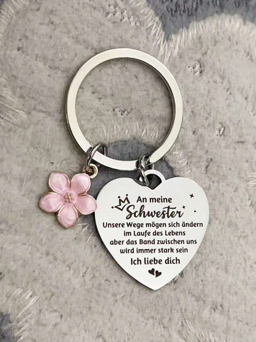 Silver Slogan Keychain, Casual Chic Party Cute Street Elegant Zinc Alloy, Gift For Sister