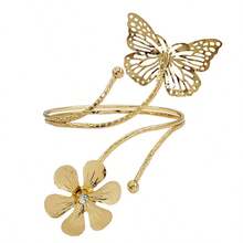 1件金属蝴蝶叶子臂环，百搭时尚动感配饰，独特礼物 - 蝴蝶樹葉臂環 - 查看 4