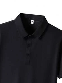 Men's Summer Ice Silk Quick-Dry Cool-Touch Polo Shirt, Business Thin Short Sleeve T-Shirt, Casual Elastic Solid Color Top Sports - Black - View 4