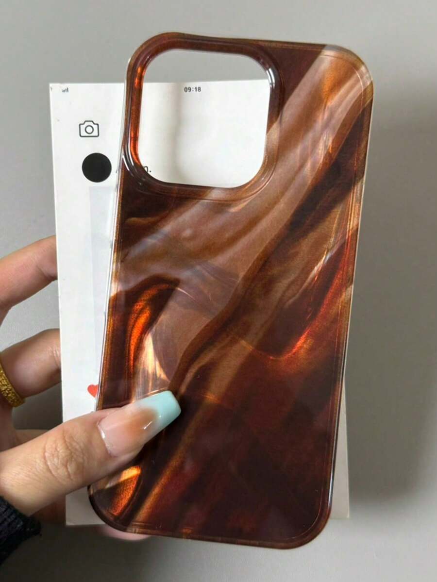 1个高级复古亮棕色渲染缎面图案防震保护手机壳，适用于 17 Pro Max 17 16 15 14 13 12 Pro Max 11 - 琥珀色 - 查看 1