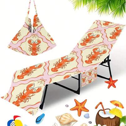 1pc Foldable Beach Chair Cover, Can Be Folded Into A Tote Bag, With Side Pockets For Glasses And Phone. Suitable For Beach Chair, Towel, Swimming Pool Lounge, Sunbathing, Convenient To Carry