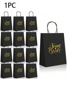 6 piezas Bolsas de regalo marrones con asas, bolsas de papel marrón para obsequios de fiesta adecuadas para despedida de soltera, fiesta de damas de honor y otras ocasiones, bolsas de caramelos marrones adecuadas para regalos de boda para la novia, negocios, compras, minorista, mercancías, 1 paquete - multicolor - Ver 11