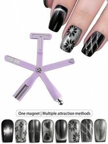 8-In-1 Powerful Magnetic Nail Art Magnet, Multi-Functional Glass Bead Cat Eye Gel Polish Magnet, Black/Red/Purple, Nail Art Magnetic Stick, Versatile Cat Eye Pattern Maker, Nail Salon DIY Tool, Convenient Rotary Design, Various Patterns - Multicolor - View 9