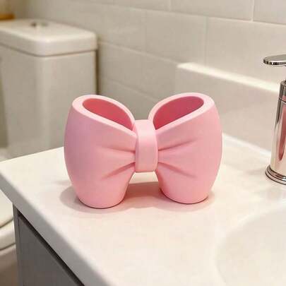 Creative Bowknot Pen Holder And Toothbrush Holder, Ideal Decor For Bedroom And Bathroom