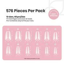 Beetles Soft Gel Nail Tips Short Almond 288pcs In 12 Sizes, Etch-X Pre-Etched Full Cover Acrylic Fake Nails Art - Coffin Short 576pcs (Etch X Nail Tips) - View 3