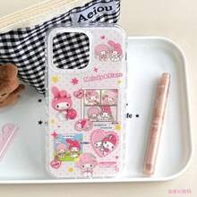 SANRIO Full Screen Polka Dot Star Melody Happy  Pink Phone Case For 11 12 13 14 15 16 17 Pro Max14 15 Plus Y2K Cover - A - 查看 5