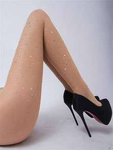 New Summer Women Sexy Ladies Rhinestone Glitter Tights Pantyhose Hard Yarn Elastic Shiny High Quality Thin Fishnet Stockings - Multicolor - View 8