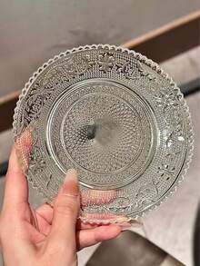 高品质浮雕玻璃甜点盘、下午茶点心及蛋糕盘、骨瓷盘、糖果托盘、创意餐具寿司盘、水果盘、浪漫生日及情人节托盘、高档家用/餐桌盘 - 彩色 - 查看 7