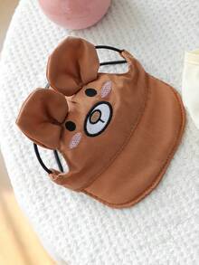 2 pièces Chapeau de costume pour animaux de compagnie, ensemble d'accessoires de vêtements pour chien et chat - Teddy Poodle Tenue décontractée : Chapeau de soleil marron en forme d'ours + Gilet floral en dessin animé - Ours brun - Multicolore - Voir 5