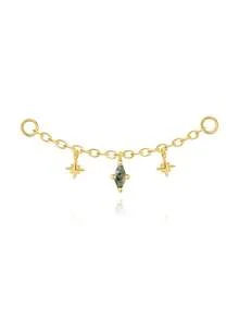 1pc 925 Sterling Silver Agate/Colorful CZ/Opal Earring Chain Accessory, 18K Gold Plated Earring Connector Chain, Convertible Dangle Earrings For Women With Double Pierced Ears - Gold - View 15