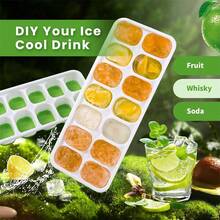 2 Pieces Silicone Ice Cube Trays With Lid, Ice Cube Mould, LFGB Certified, Square Ice Cube Trays Easy To Remove - Multicolor - View 6