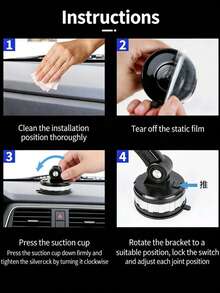 1个360度旋转手机支架 - 耐用ABS材质，可调节臂和夹式仪表盘支架，适用于轿车、卡车、工程车辆 - 360度旋轉手機支架 - 查看 6