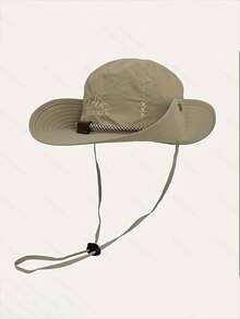 山峰刺绣渔夫帽，男女通用西部风格防紫外线钓鱼帽，轻便可折叠旅行遮阳帽 - A - 查看 6