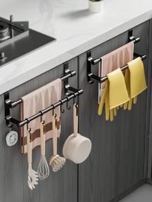1pc Over-The-Door Towel Rack: Easy To Install, Great For Hanging Towels, Spoons And Utensils. Practical Hook-Style Storage Rack, Designed For Cabinet Doors, Perfect For Keeping Kitchen And Bathroom Organized And Tidy. - Multicolor - View 6