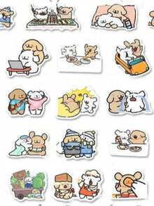 216张可爱卡通狗狗日常关系贴纸，创意个性化笔记本DIY贴纸 - 彩色 - 查看 9