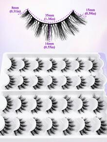 42 Pairs Mixed Style Natural Crossover False Eyelashes, Handmade Lengthened Thick Curly Eyelashes Artificial 3D Fuax Mink Eyelashes D Curvature Makeup Tools Hot Sellers For Daily Life,Gift For Women - 黑色 - 查看 5