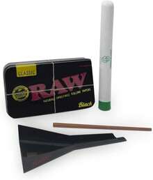 RAW Pre Rolled Cone Loader: 1-1_4 Size, King, &Amp; 98 Special Mess Free Perfect Cone Packer U2013 5 Piece Kit U2013 Static Free Scoop Card, Funnel, &Amp; Packing Tool, RAWthentic Tin - 白色 - 查看 6