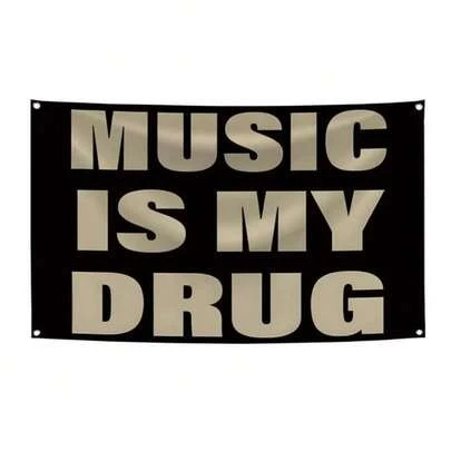 音乐就是我的音乐抽象卡通艺术设计挂毯，彩色墙挂旗帜，适用于卧室、客厅、宿舍、万圣节派对装饰、男士空间，现代音乐艺术挂毯横幅礼品