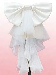 Faja de cintura con gran lazo desmontable de satén y tul, adecuada para vestido de novia, sesión de fotos nupciales, fiesta, vestido de gala, disfraz, disponible en blanco, rosa, negro - Multicolor - Ver 13