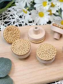 1-3 Tiradores de cajón de ratán, 1,57 pulgadas/40 mm Tiradores de tocador estilo bohemio, Herrajes de manija de gabinete de madera hechos a mano, Tiradores de cajón de ratán tejido con tornillos, Adecuado para gabinetes de cocina, Tiradores de tocador y otros muebles. - tiradores de cajones - Ver 8