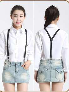 1pc Women's 2.5cm Wide Adjustable Suspenders, 4-Clip Suspenders Clothing Accessories - Multicolor - View 5