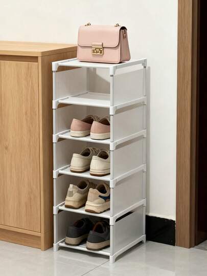 رف أحذية معدني قابل للتعديل 4/6/8 طبقات - تجميع بدون أدوات، توفير مساحة للمدخل والسكن الجامعي والخزانة | منظم أحذية متعدد الطبقات قوي للرجال والنساء | تصميم حديث رفيع، أبيض/أسود - يستوعب 12-24 زوج من الأحذية | مقاوم للانزلاق والصدأ - مثالي للشقق والمساحات الصغيرة!