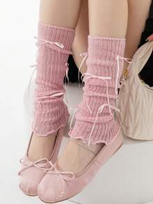 1 Pair Spring/Summer Thin Casual Fashion Daily Mesh Lace Trim Ballet Style Girl Mid-Calf Cream Lace Letter Leg Warmers - Multicolor - View 16