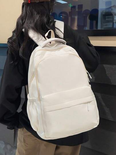 Mochila de unicolor de alta calidad, de gran capacidad, ligera y transpirable, adecuada para la escuela, salidas, versátil y de moda