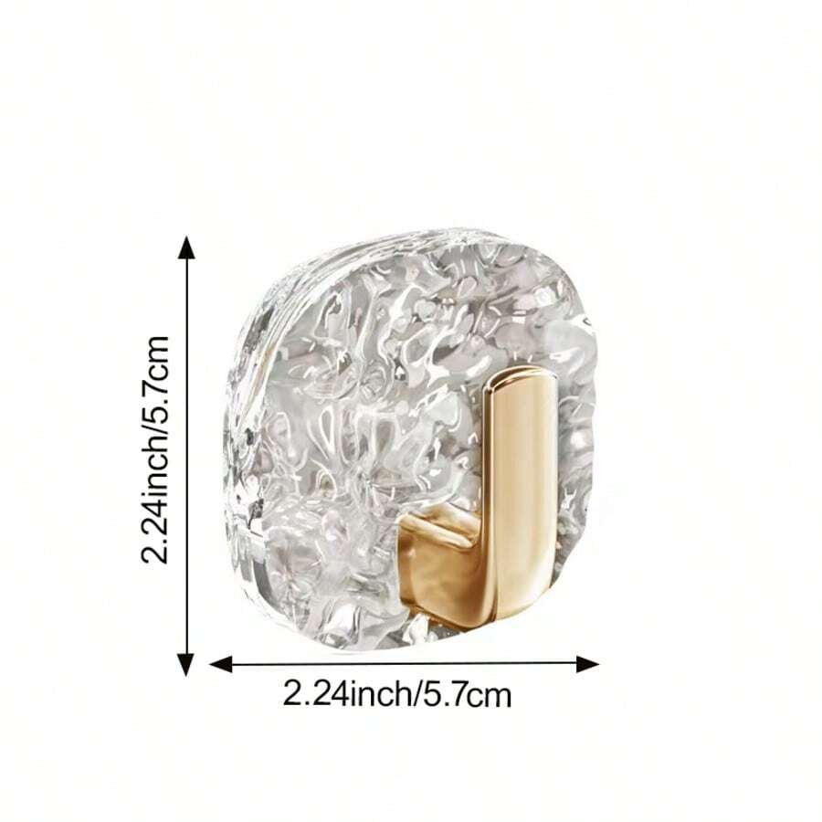 4Pcs Self Adhesive Ice Crack Acrylic Wall Hooks, Waterproof Transparent J Shape Hooks For Towels, Coats, Keys, Home Bathroom Organizer - Vàng - Xem 1