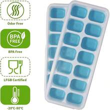 2 Pieces Silicone Ice Cube Trays With Lid, Ice Cube Mould, LFGB Certified, Square Ice Cube Trays Easy To Remove - Multicolor - View 7