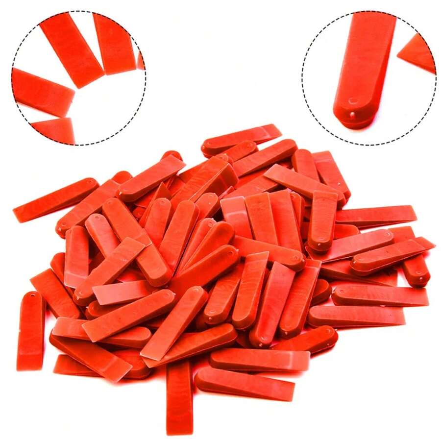 Plastic Tile Spacers, Tile Leveling, Reusable Laying Level Wedges, Red Leveler, Wall Floor Replacement Tools, 72WD Pcs - 1 - View 1