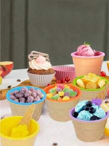 1/2/3 set, Ciotole e cucchiai per gelato in colori casuali, ciotole per gelato riutilizzabili, articoli per feste di compleanno, decorazioni per feste, ciotole creative per gelato e dessert, ciotole per budino e yogurt per la scuola, viaggi all'aperto, matrimoni, compleanni, lauree, articoli da cucina, vassoio, stampo per gelato, regali di compleanno, picnic. - Taglia unica - Visualizzare 10