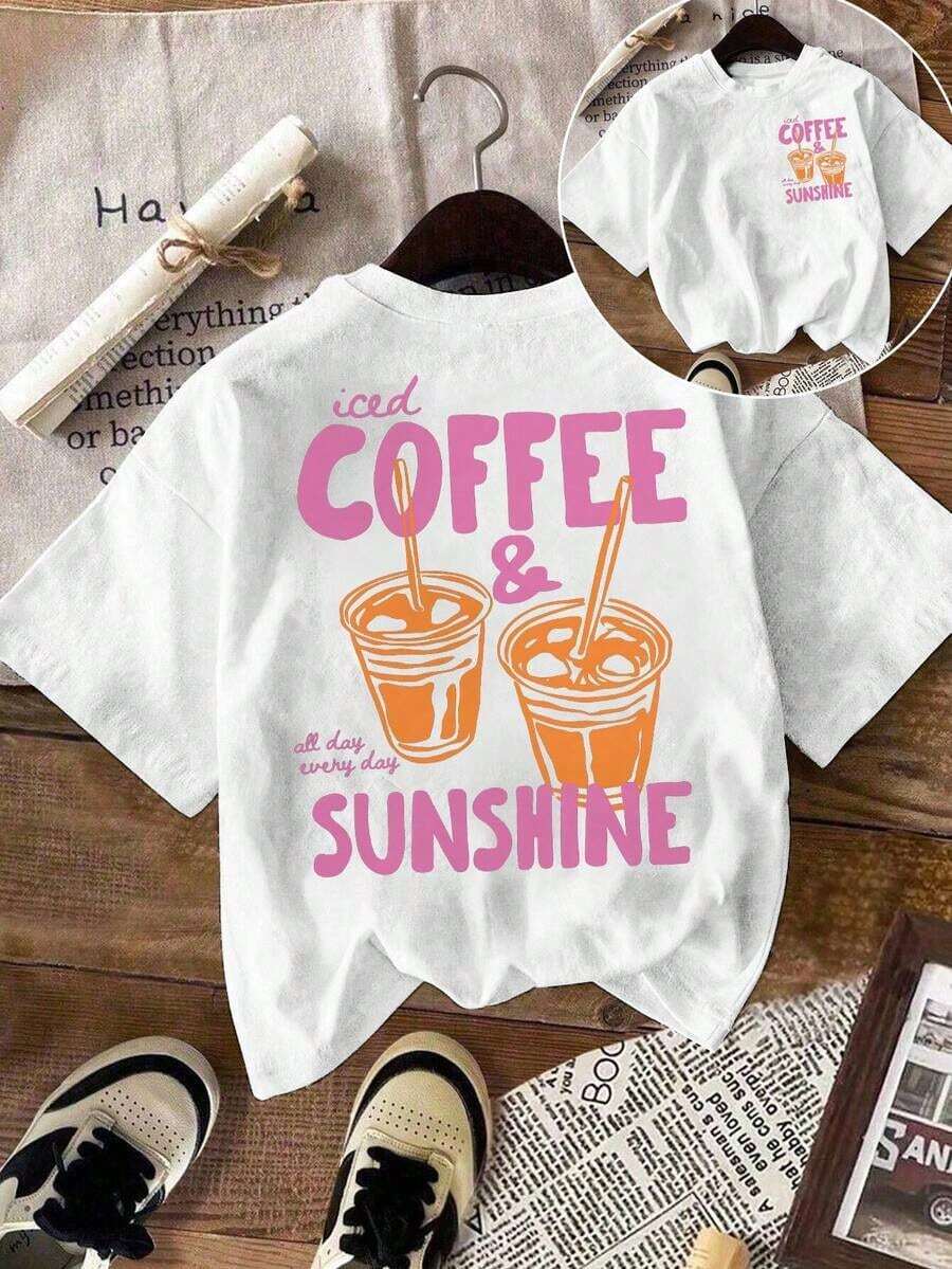 Camiseta de Café Helado y Sol, Camiseta de Café Helado, Regalos para Amantes del Café, Camiseta de Verano, Camiseta de Vibe Veraniega, Camiseta de Café - Blanco - Ver 1