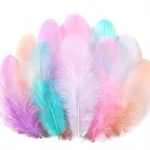 300根马卡龙公鸡羽毛，3-5英寸，工艺羽毛，适用于婚礼、家庭聚会、捕梦网和DIY工艺品（马卡龙） - 均碼 - 查看 5