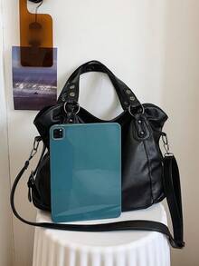 New Arrival Large Capacity Minimalist Casual Tote Bag - Black - View 3