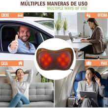 Masajeador de almohada, Masajeador de espalda y cuello con calor, cintura, hombro, espalda, hombros, piernas, pies, masajeador eléctrico relajante para el hogar, automóvil y oficina, alivia el dolor muscular, la tensión y el estrés - Ver 6