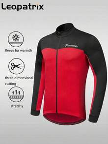 LEOPATRIX 男士骑行夹克，保暖长袖抓绒骑行夹克，带3个后袋，冬季黑色 - 黑色 - 查看 2