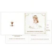 12pcs Polish Language Paper First Communion Invitation Cards - First Communion Theme Adult Communion Party Invitations, Blank Celebration Invitation Supplies - View 12