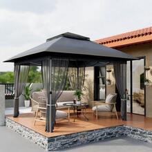 TEQIN Pop Up Canopy Gazebo,Outdoor Canopy Shelter,Instant Patio Gazebo Sun Shade Canopy Tent With Vented Roof,Bag & Netting For Lawn Garden Backyard & Deck,12x12 - Dark Gray + Light Gray 3.6x3.6M - View 2