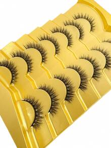 7 Pairs Natural Short False Eyelashes, Lightweight Fluffy Mink Fur Eyelash Set, Create Natural Fluffy Cat Eye Makeup Effect, Suitable For Makeup Artists And Beginners Daily Makeup - Black - View 6