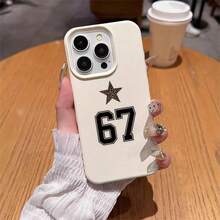 1pc TPU Material Leopard Print Star Number Pattern Phone Case Compatible With Iphone 17 Pro Max/17/16 Pro Max/15/13/12/11, S20 FE/A15/S24/A55, Note 11/Note 12/Note 13 Pro, Full Coverage Anti-Drop Soft Protective Phone Case - White - View 4