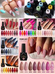 FOUR LILY 4 LILY 10ml 8 pièces Set de vernis à ongles colorés, convient pour toutes les saisons Manucure Art Peinture UV LED à tremper - Multicolore - Voir 1