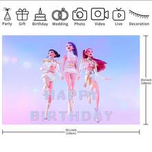 1 pieza Telón de fondo decorativo autorizado con tema de concierto de música K-POP (210*150/150*100/100*75cm), adecuado para celebración del aniversario del grupo femenino coreano, suministros para fiesta de fans de dramas coreanos, decoración de pared para fiesta de cumpleaños, prop de estudio fotográfico - Multicolor - Ver 7