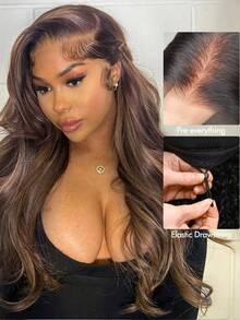 Tinashe Wear&Go 无胶散落式波浪卷发挑染 4/30 Remy 真人发假发，巴西自然发际线，卷发，预先拔毛漂白发结，预先剪裁 6x5 透明蕾丝闭合假发，透气帽，真人发，180% 密度，万圣节服装，女士万圣节美甲，无胶假发，真人发，万圣节角色扮演，仙女发型，婚礼美人鱼黑色假发，美发用品 - S4/30 - 查看 2