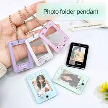 Móc khóa khung ảnh trong suốt kiểu INS, mặt dây chuyền acrylic có tính thẩm mỹ cao, thiết kế hộp thoại, giá đỡ thẻ mini ảnh người nổi tiếng. - Móc khóa khung ảnh - Xem 1