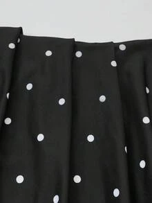 DONICY 女士优雅露肩波点连衣裙 - 黑色褶皱修身迷你连衣裙，弹力贴身面料，适合夏季派对、鸡尾酒会和婚礼 - 黑色 - 查看 4