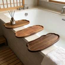 1 pieza Bandeja de madera, Bandeja de almacenamiento de tocador de baño estilo granja, Bandeja organizadora de madera impermeable, Adecuada para dispensador de jabón, fragancia, velas aromáticas, encimera de baño y decoración de cocina - color madera C - Ver 4