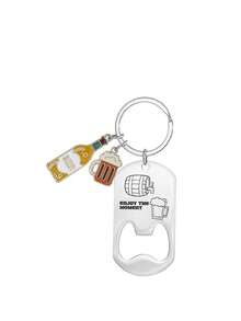 男士新款不锈钢啤酒瓶起子钥匙扣，DIY杯架，送给男友或父亲节的礼物 - 彩色 - 查看 4